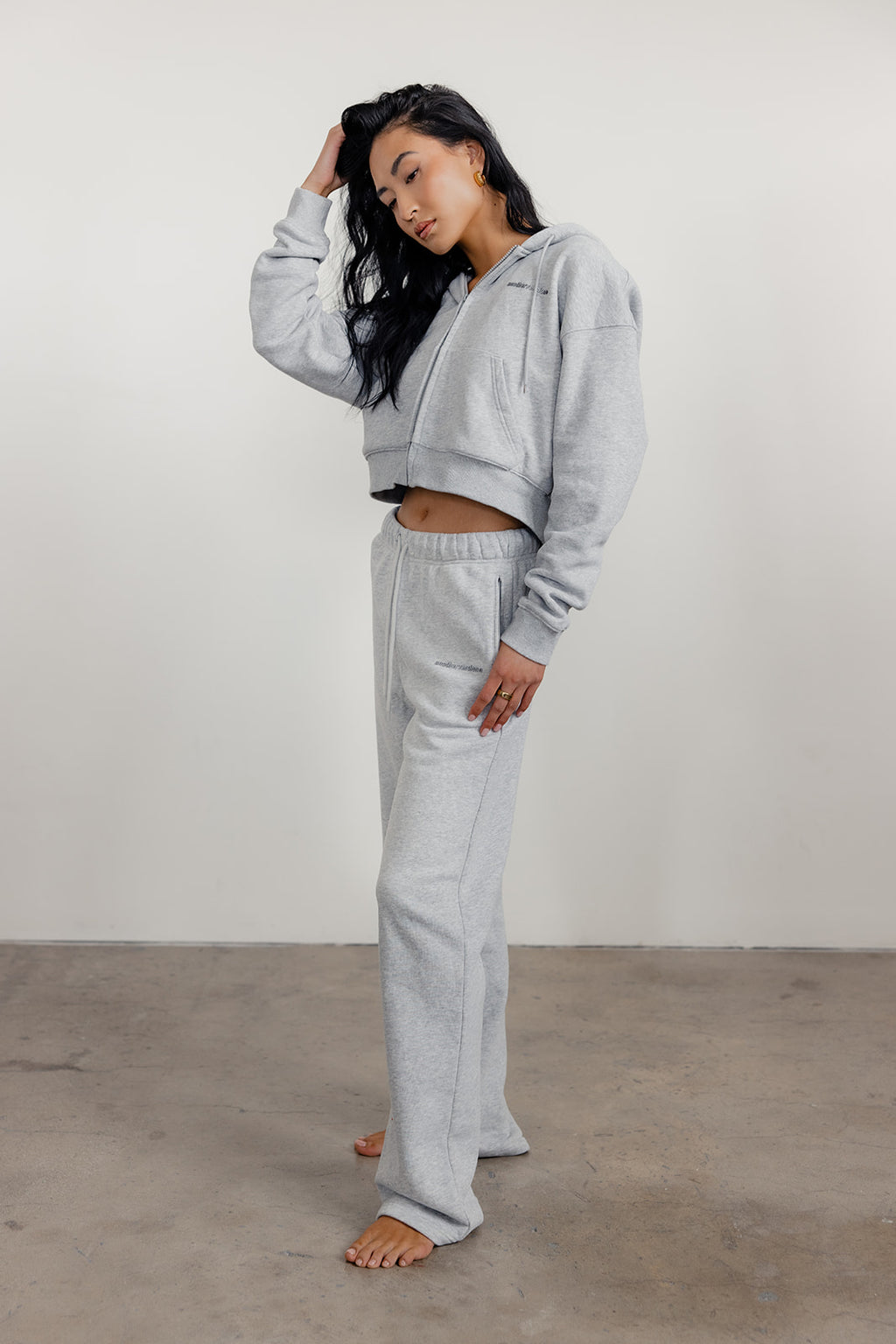 FLEECE FIT MINI FULL ZIP HOODIE - HEATHER GREY