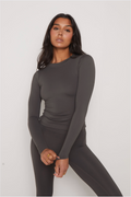 LONG SLEEVE SECOND SKIN TEE - CHARCOAL